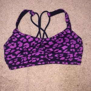 Lululemon purple & black cheetah sports bra size 4